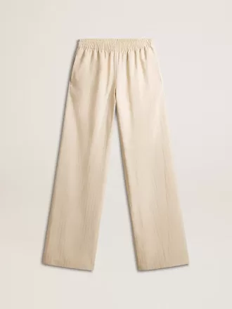 Ljusbeige joggingbyxor i silke och viskos för dam