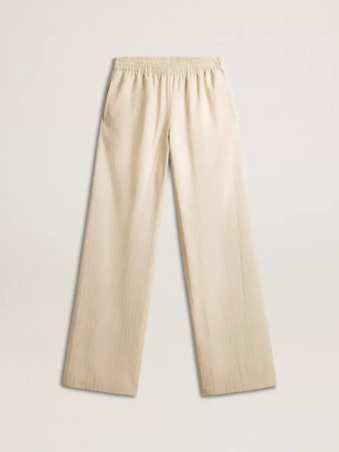 Ljusbeige joggingbyxor i silke och viskos för dam Ljusbeige joggingbyxor i silke och viskos för dam