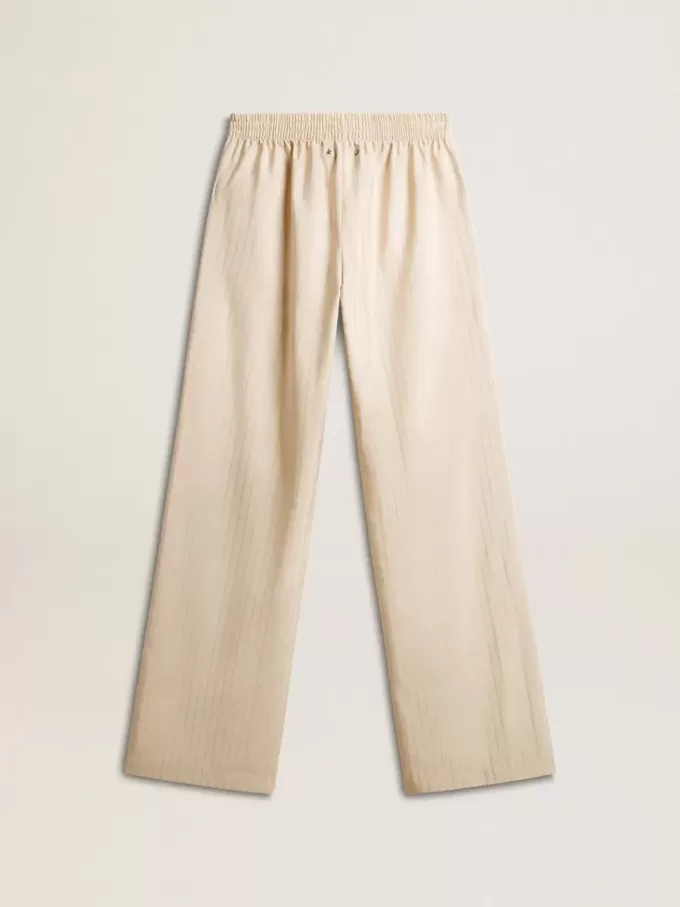 Ljusbeige joggingbyxor i silke och viskos för dam Ljusbeige joggingbyxor i silke och viskos för dam
