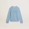 Ljusblå sweatshirt för pojkar med text på framsidan Ljusblå sweatshirt för pojkar med text på framsidan