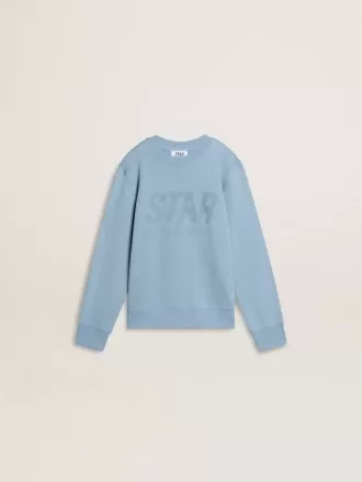 Ljusblå sweatshirt för pojkar med text på framsidan
