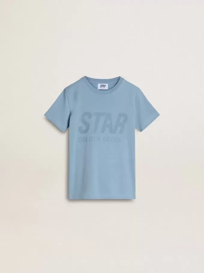 Ljusblå T-shirt med tryck för pojkar Ljusblå T-shirt med tryck för pojkar