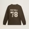Långärmad T-shirt för herr i antracitgrå bomull med logotyp på baksidan