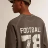 Långärmad T-shirt för herr i antracitgrå bomull med logotyp på baksidan
