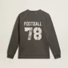 Långärmad T-shirt för herr i antracitgrå bomull med logotyp på baksidan