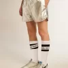 Löparshorts för herr i silverfärgat tyg