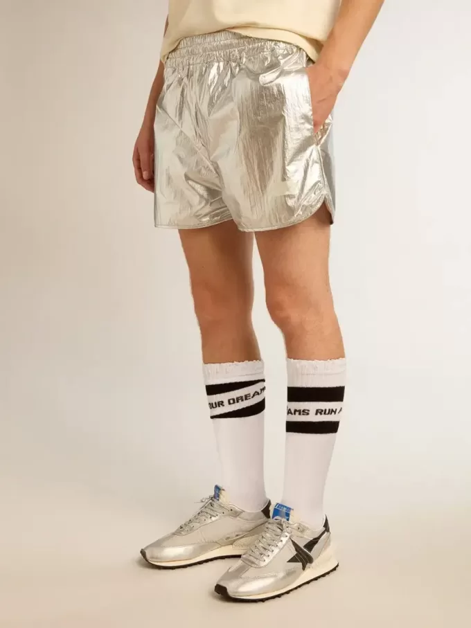 Löparshorts för herr i silverfärgat tyg