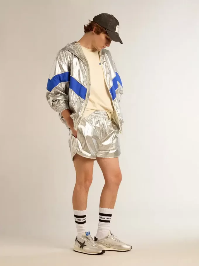 Löparshorts för herr i silverfärgat tyg
