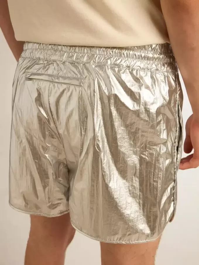 Löparshorts för herr i silverfärgat tyg