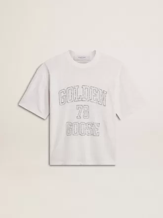 Lätt vit linne-T-shirt för damer med tryck