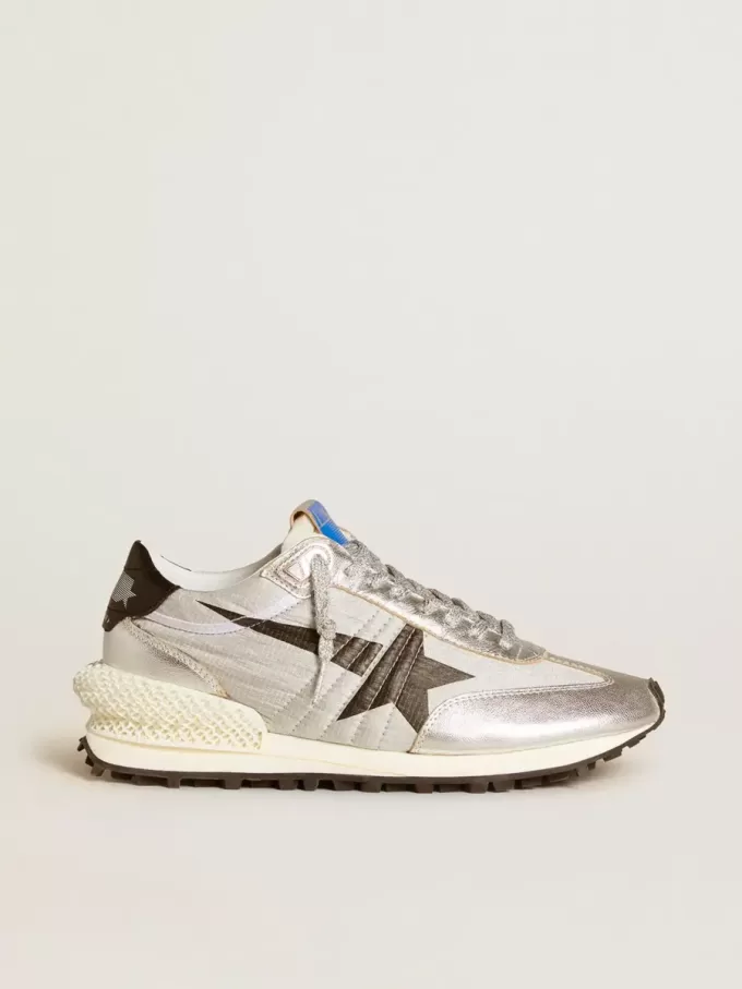 Marathon för damer med silverfärgat ripstop-nylonöverdel och svart stjärna