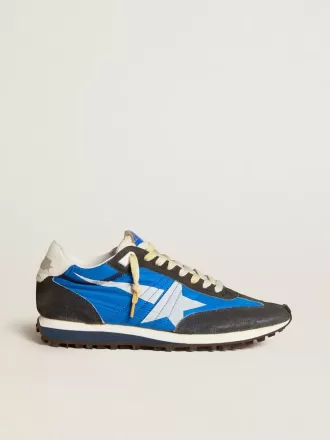 Marathon för herr med blå nylonöverdel och vit stjärna