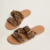 Margaret platta sandaler för dam i ponnyhud med leopardmönster