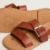 Margaret platta sandaler i resinbelagt läder