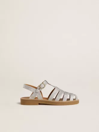 Maxime Junior sandaler i silver med mikroglitter