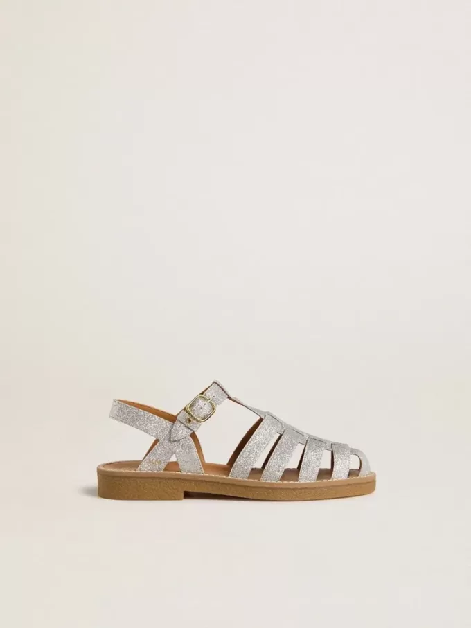 Maxime Junior sandaler i silver med mikroglitter