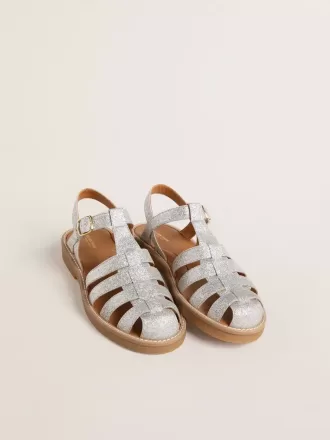 Maxime Junior sandaler i silver med mikroglitter