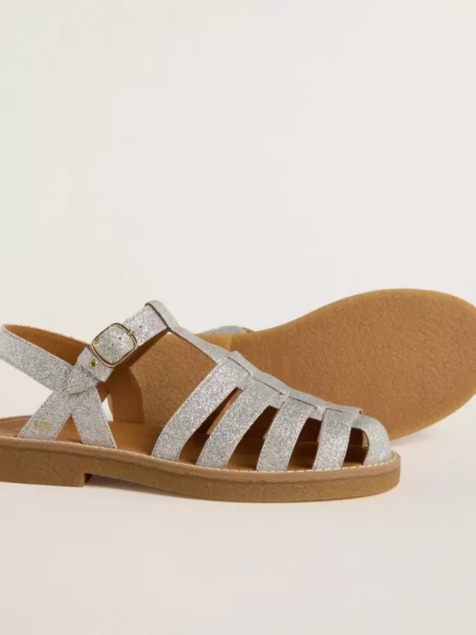 Maxime Junior sandaler i silver med mikroglitter