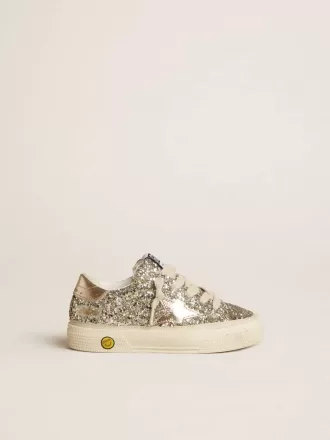 May Teen i platinaglitter med guldläderstjärna och hälflik