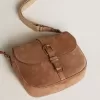 Medium Sally Bag i askfärgat mocka med kontrasterande spänne och axelrem Medium Sally Bag i askfärgat mocka med kontrasterande spänne och axelrem