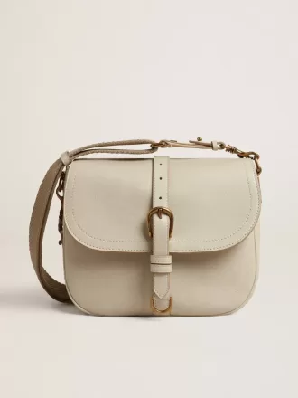 Medium Sally Bag i porslinsläder med spänne och kontrasterande axelrem