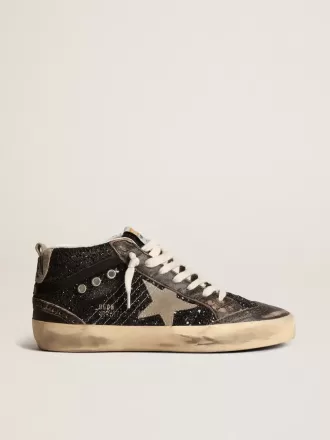 Mid Star för damer i svart glitter med duvgrå mockastjärna och hälflik