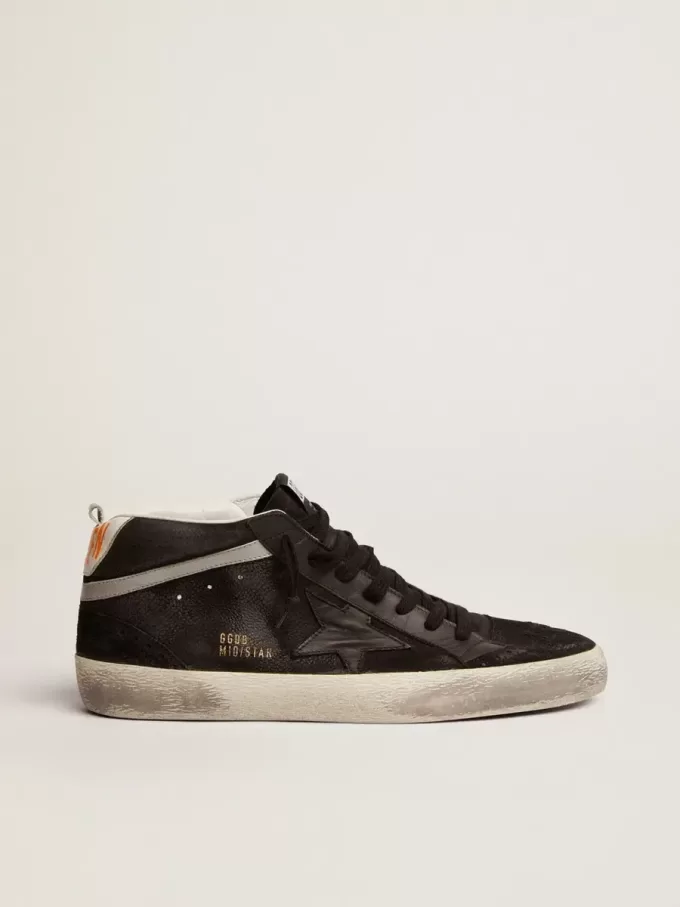 Mid Star för herr i nubuck med svart läderstjärna och silverglans Mid Star för herr i nubuck med svart läderstjärna och silverglans