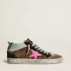 Mid Star i leopardmönstrat ponnyläder med fuchsiafärgad läderstjärna Mid Star i leopardmönstrat ponnyläder med fuchsiafärgad läderstjärna