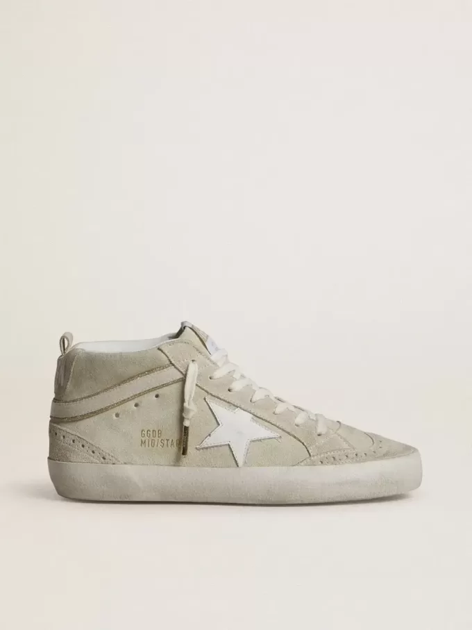 Mid Star i ljusgrå mocka med vit läderstjärna Mid Star i ljusgrå mocka med vit läderstjärna