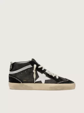 Mid Star LTD i svart denim med insatser i mocka och Swarovski-kristaller
