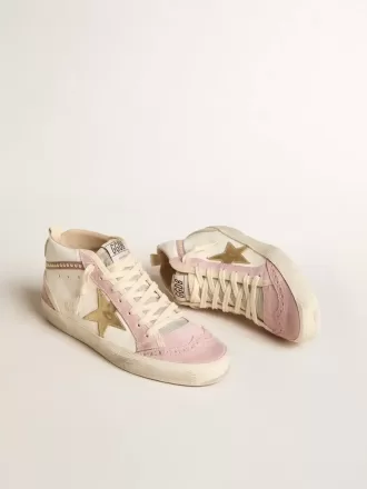 Mid Star med guldfärgad läderstjärna och rosa mocka med pärlor