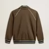 Militärgrön sweatshirt med dragkedja och vit logotyp för herr Militärgrön sweatshirt med dragkedja och vit logotyp för herr