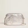 Mini Star Bag för dam i silverlaminerat läder med ton-i-ton-stjärna Mini Star Bag för dam i silverlaminerat läder med ton-i-ton-stjärna