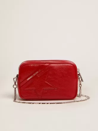 Mini Star Bag för damer i rött lackläder med ton-i-ton-stjärna