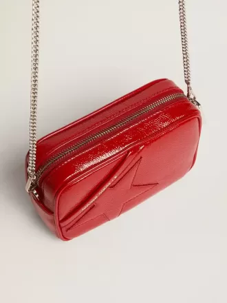 Mini Star Bag för damer i rött lackläder med ton-i-ton-stjärna