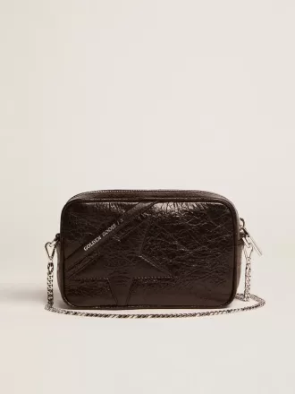 Mini Star Bag för damer i svart glansigt läder med ton-i-ton-stjärna
