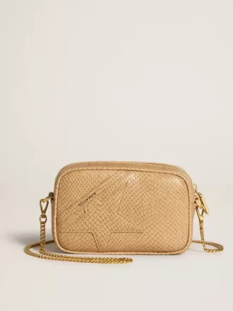 Mini Star Bag i beige läder med ormskinnsmönster