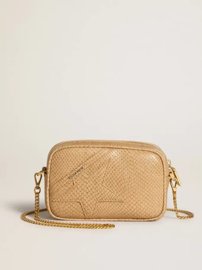 Mini Star Bag i beige läder med ormskinnsmönster Mini Star Bag i beige läder med ormskinnsmönster