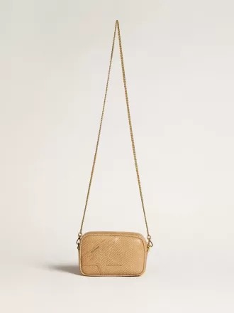 Mini Star Bag i beige läder med ormskinnsmönster