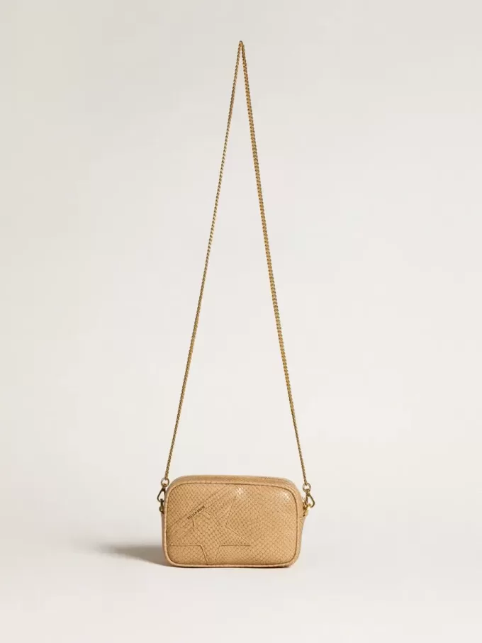 Mini Star Bag i beige läder med ormskinnsmönster Mini Star Bag i beige läder med ormskinnsmönster