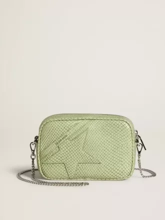 Mini Star Bag i ljusgrönt läder med ormskinnsmönster