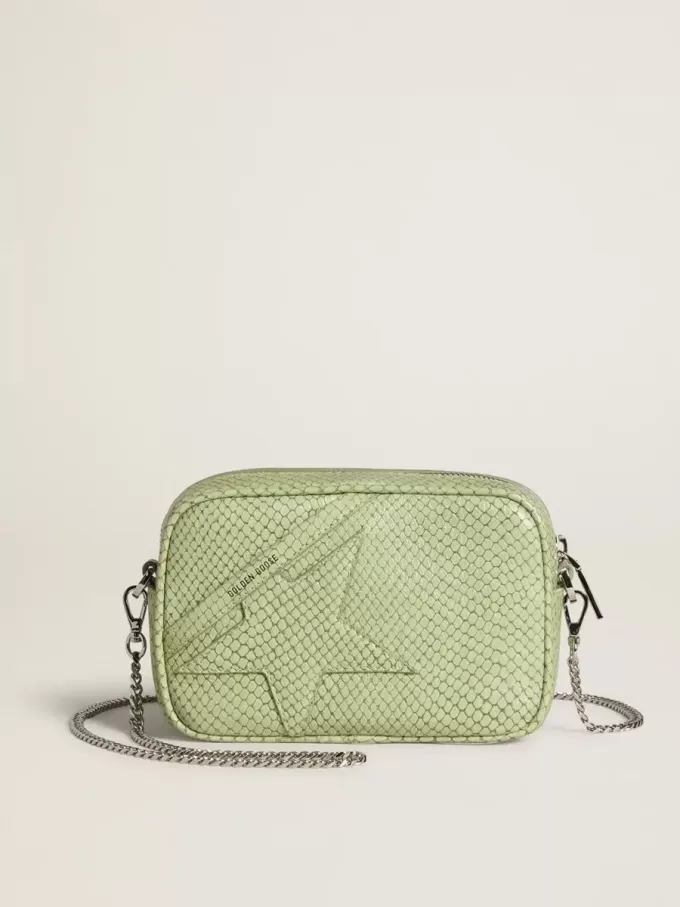 Mini Star Bag i ljusgrönt läder med ormskinnsmönster Mini Star Bag i ljusgrönt läder med ormskinnsmönster
