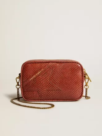 Mini Star Bag i rostfärgat läder med ormskinnsmönster