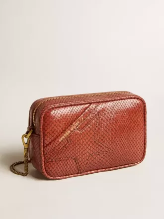 Mini Star Bag i rostfärgat läder med ormskinnsmönster