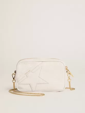 Mini Star Bag i smörvitt läder med ton-i-ton-stjärna