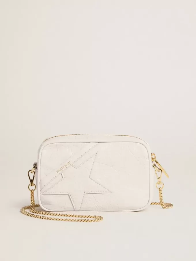 Mini Star Bag i smörvitt läder med ton-i-ton-stjärna Mini Star Bag i smörvitt läder med ton-i-ton-stjärna