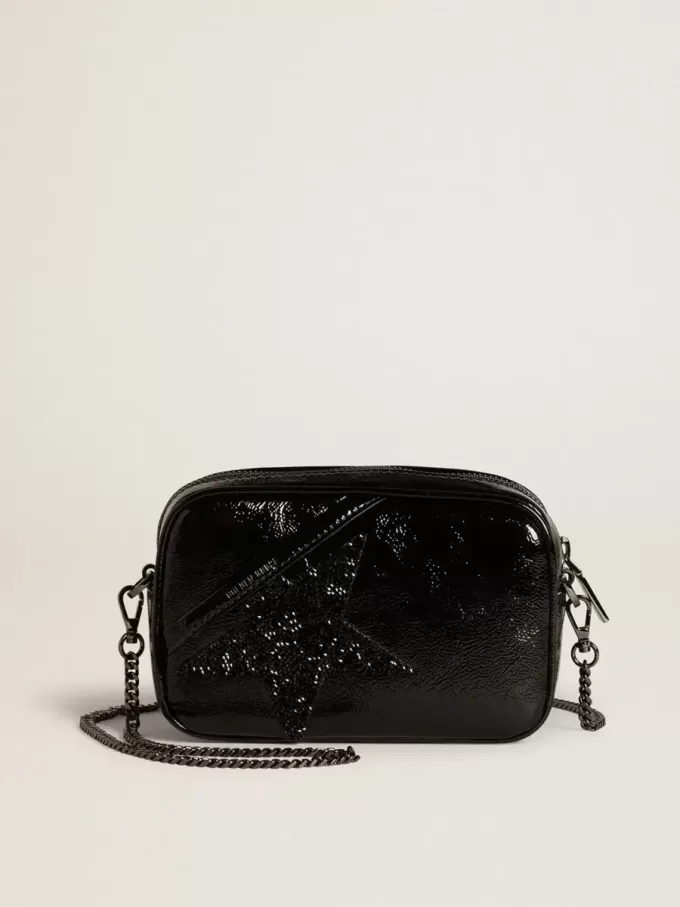 Mini Star Bag i svart läder med Swarovski-kristallstjärna