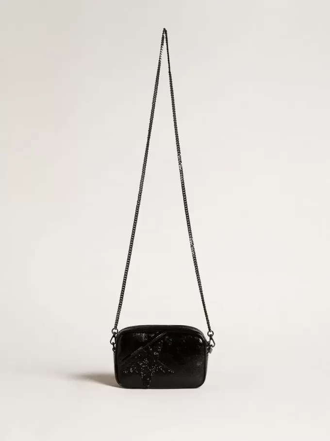 Mini Star Bag i svart läder med Swarovski-kristallstjärna