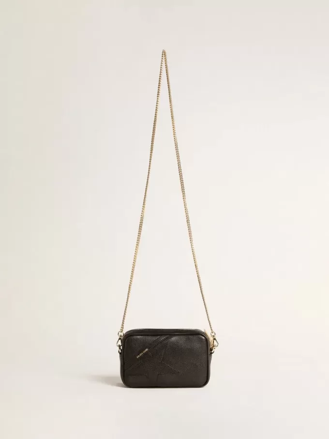 Mini Star Bag i svart läder med ton-i-ton-stjärna