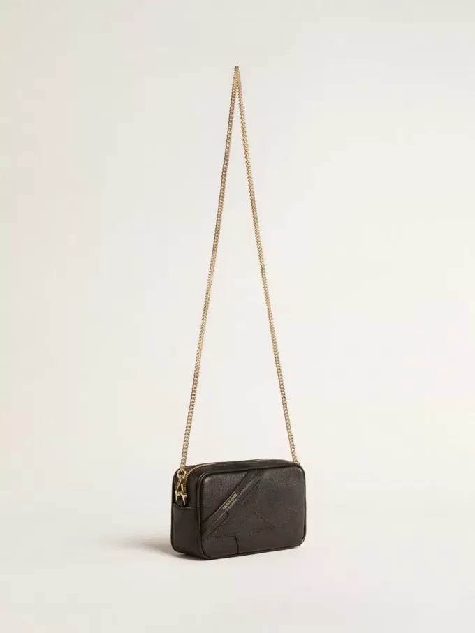 Mini Star Bag i svart läder med ton-i-ton-stjärna